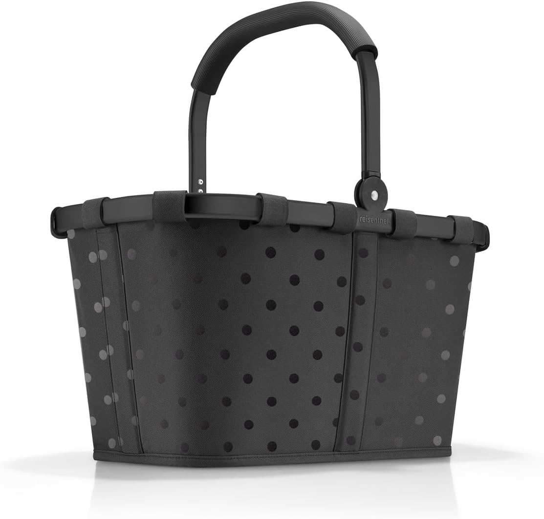 reisenthel carrybag glossy dots black - Sturdy shopping basket with plenty of storage space and practical inner pocket - Elegant and water-repellent design