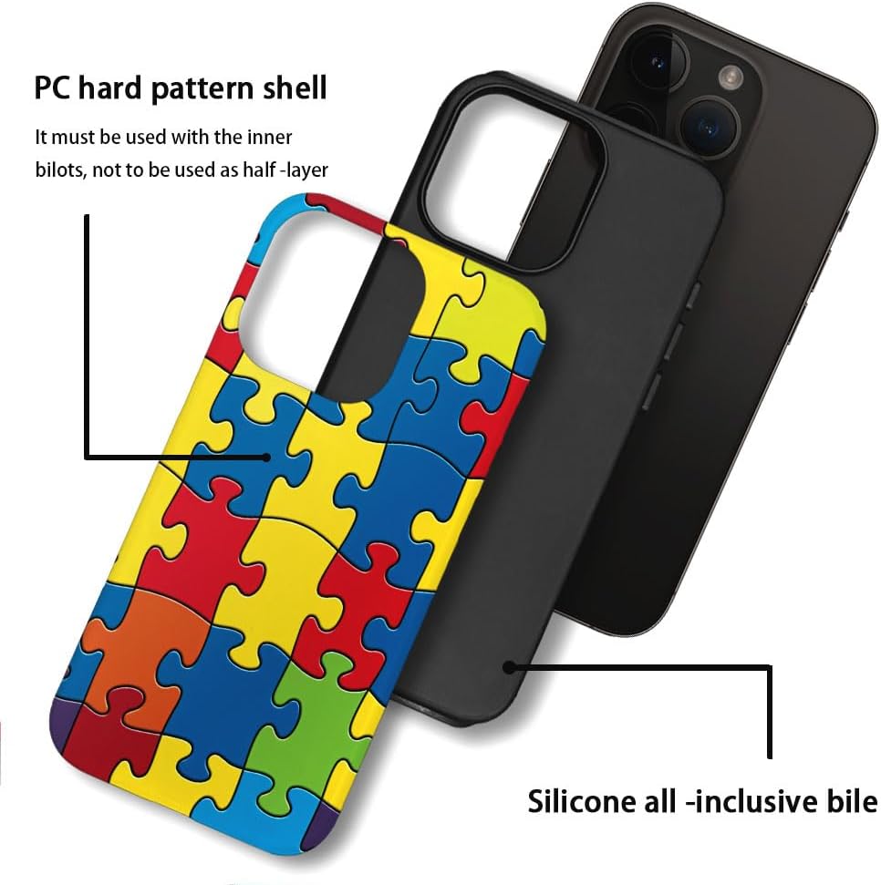 SEized Case Compatible with for iPhone 16 Pro,Color Puzzle Autism Phone Case for Girl Women Boy Men,Durable Protection Phone Case for iPhone 16 Pro