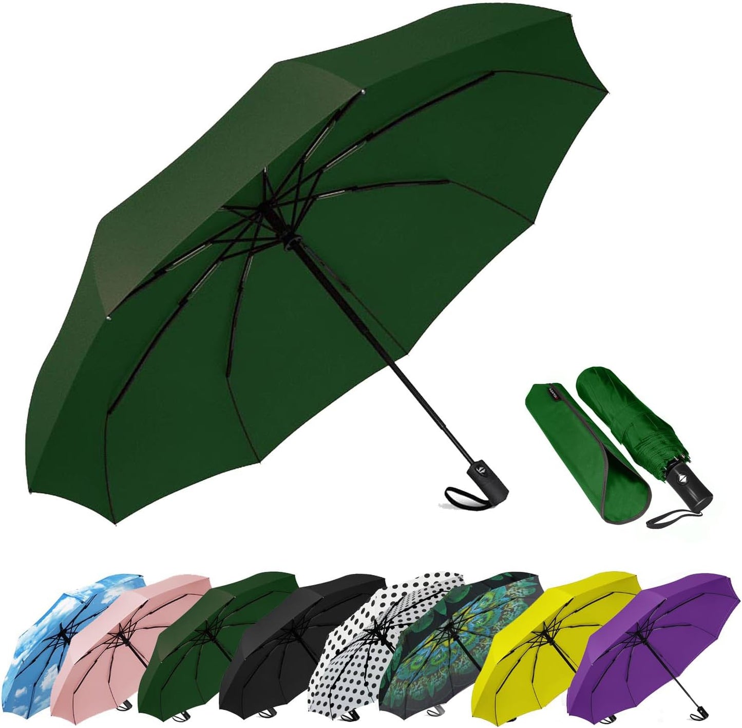 SIEPASA Windproof Travel Compact Umbrella-Automatic Umbrellas for Rain-Compact Folding Umbrella