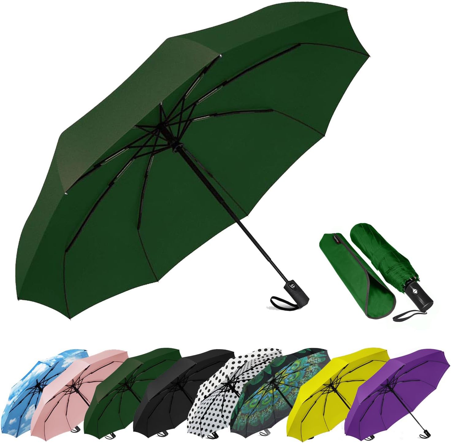 SIEPASA Windproof Travel Compact Umbrella-Automatic Umbrellas for Rain-Compact Folding Umbrella