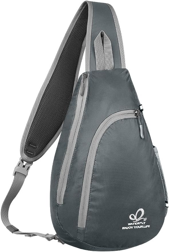 WATERFLY Crossbody Sling Bag Small Water Resistant Backpack Lightweight Shoulder Chest Daypack for Men Women Hiking Travel