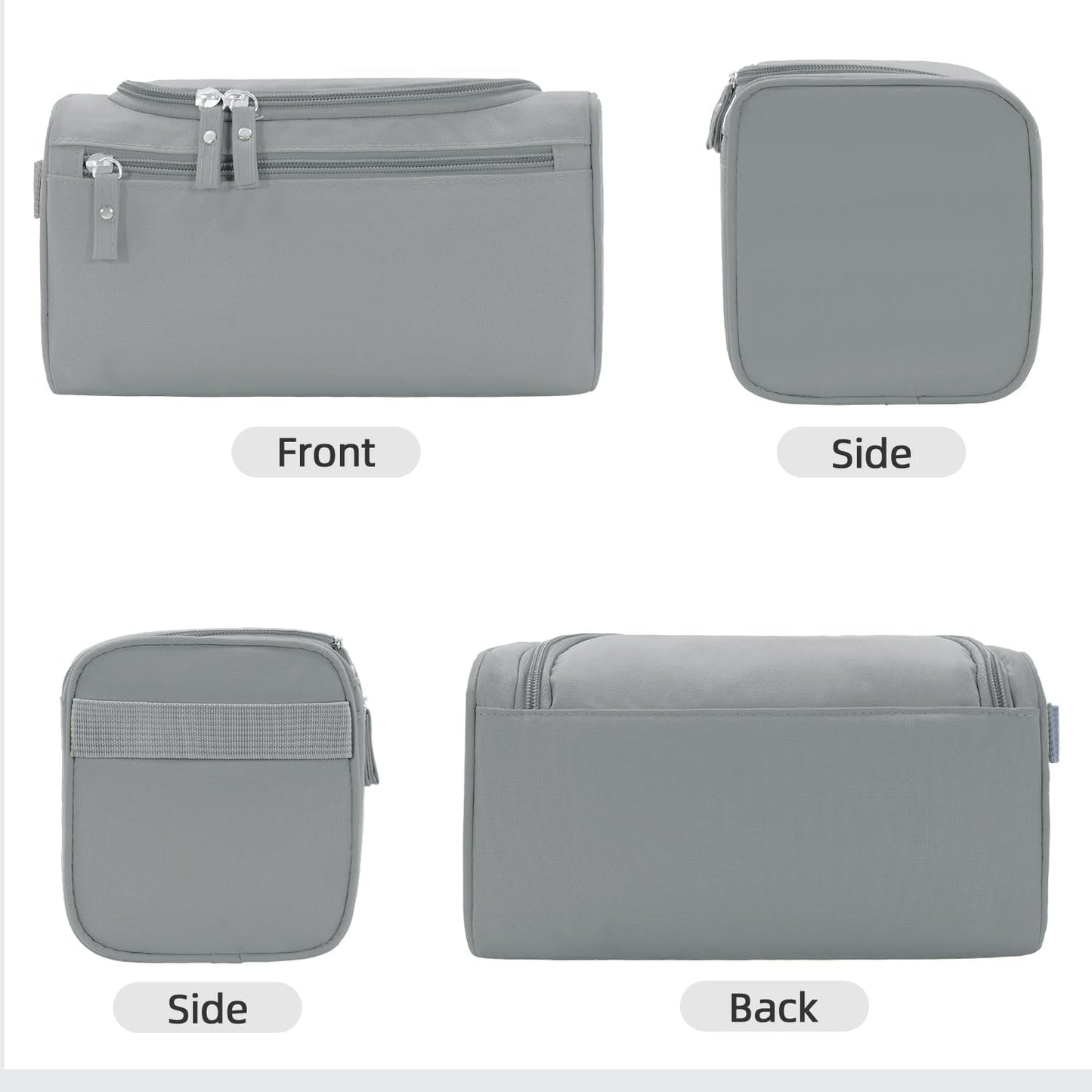 Buruis Travel Toiletry Bag for Men and Women, Hanging Toiletry Organizer Cosmetics Makeup Bag, Water-resistant Dopp Kit Shaving Bag, Small Toiletry Bag for Travel Essentials, Accessories (Gray)