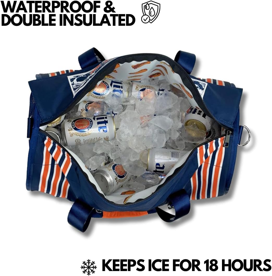 Varsity Cooler Chicago Travel Party Duffel & Cooler – 30 Can Leakproof Insulated Tote Bag, Waterproof Soft compartment for Tailgating, Golf, Beach, Carry-On Luggage & Outdoor Sports
