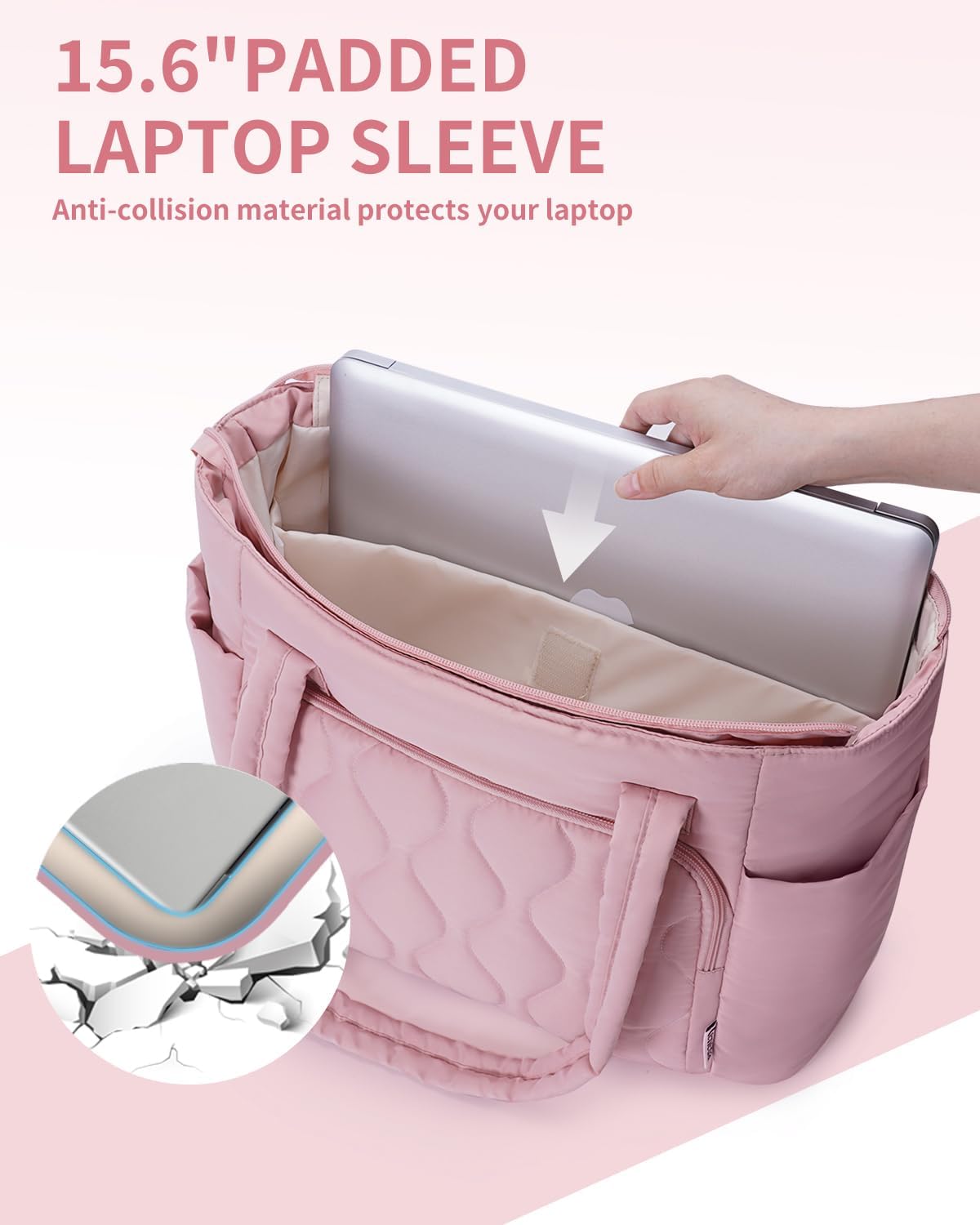 Ceneda Tote Bag for Women With 40oz Cup Holder, Puffer Work Laptop Tote Bag With Zipper for Travel, Teacher, Nurse