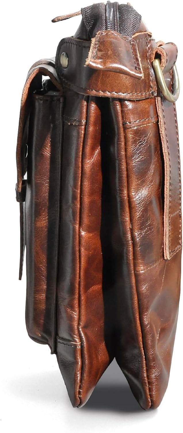 Le'aokuu Mens Genuine Leather Fanny Small Messenger Shoulder Satchel Waist Bag Pack 8711