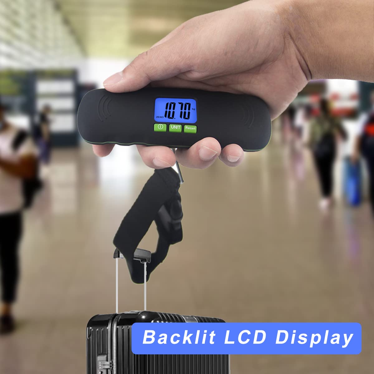 Digital Luggage Scale, 110LB Portable Hanging Baggage Scale with Backlit for Travel,Suitcase Weight Scale with Lock and Hook,Battery Included
