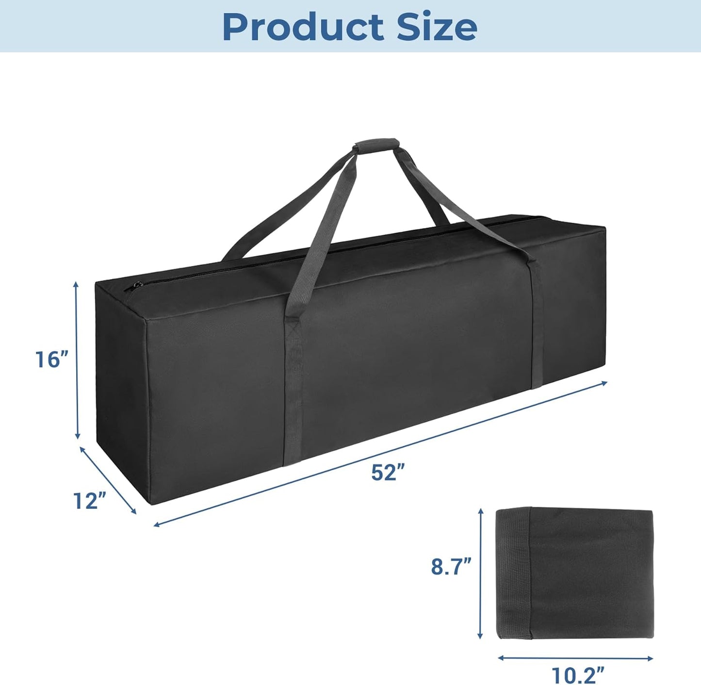 COOLBEBE 52" Sports Duffle Bag - 160L Extra Large Travel Duffel Luggage Bag with Upgrade 2-way Lockable Zippers, Sturdy & Water Resistant Long Duffle Bag for Camping Moving (Black 52inch)