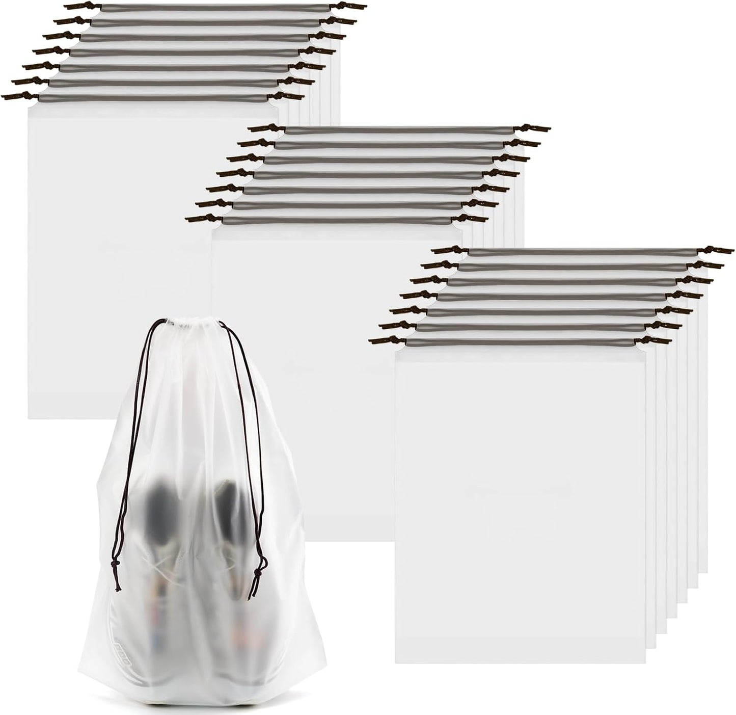 50pcs Clear Shoe Bags for Travel, 15.7" x 11.8" Waterproof Dust Bags with Drawstring, Portable Storage for Men and Women