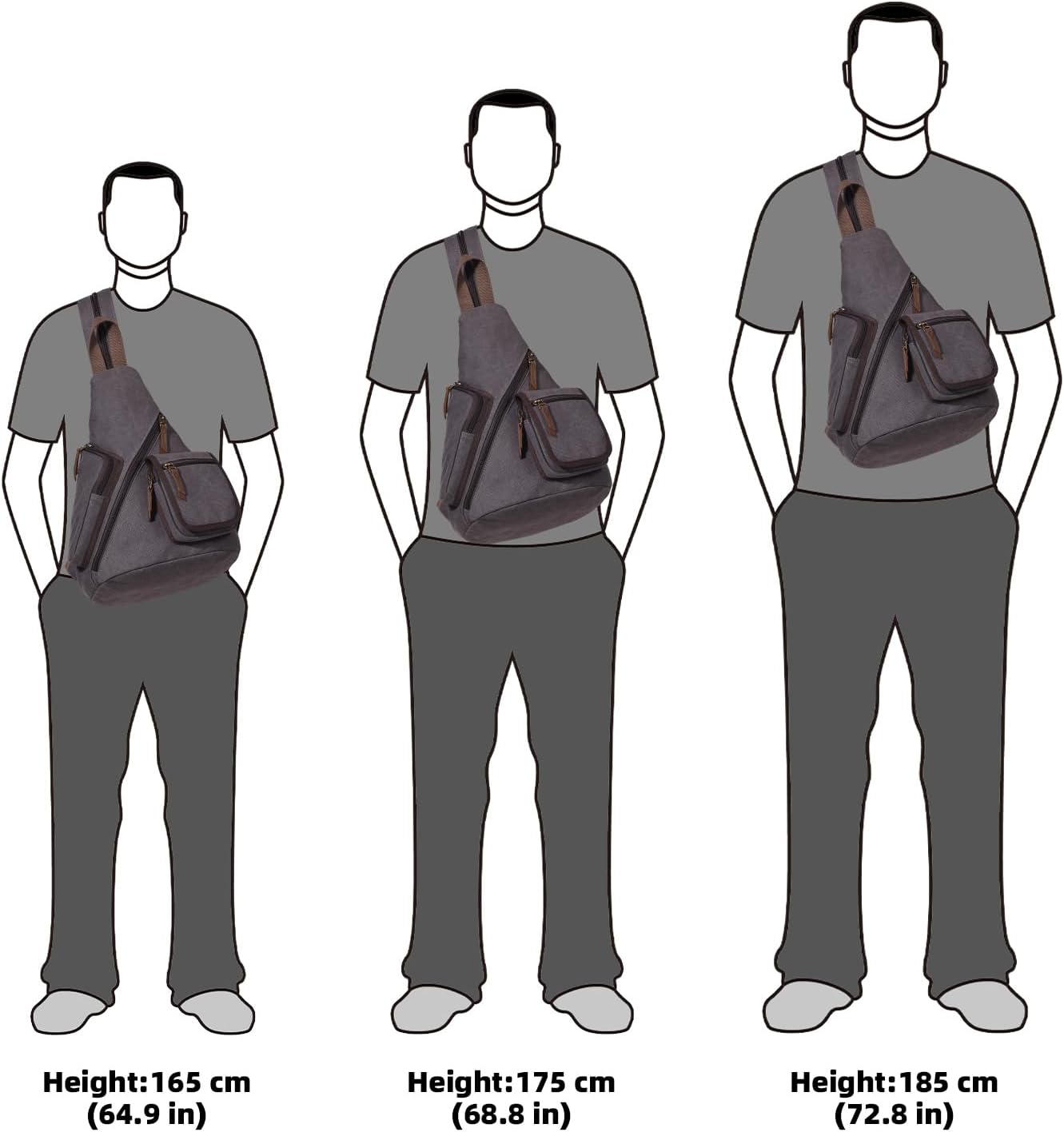 KL928 Canvas Sling Bag - Casual Crossbody Shoulder Daypack Rucksack Backpack for Men Women, Dark Grey