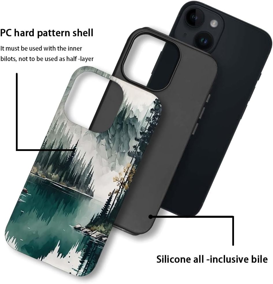 SEized Case Compatible with for iPhone 14,Mountain Forest Landscape Phone Case for Girl Women Boy Men,Durable Protection Case for iPhone 14