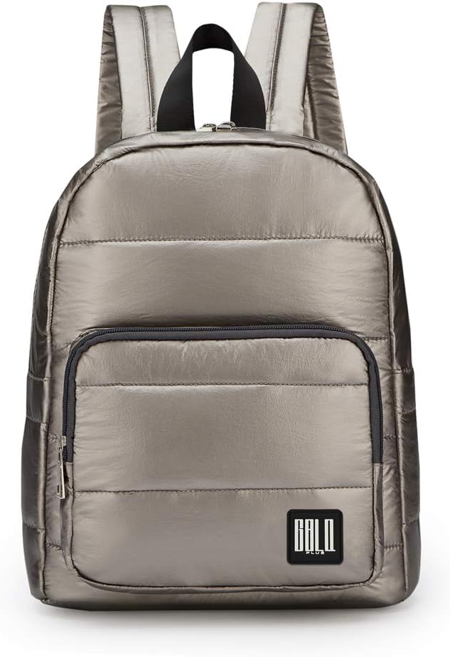 Backpack Purse for Women, Small Quilted Nylon Lightweight Backpack, Water Resistant Iridescent Puffy Casual Daypack