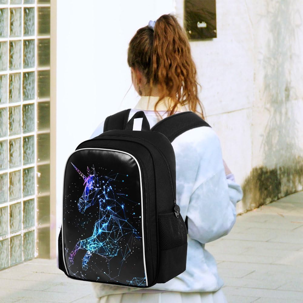 UFNDC 3PCS Backpack for Girls with Lunch Box,16”Kids Sequin Bookbag with Lunch Box, School Bag for Elementary Toddler