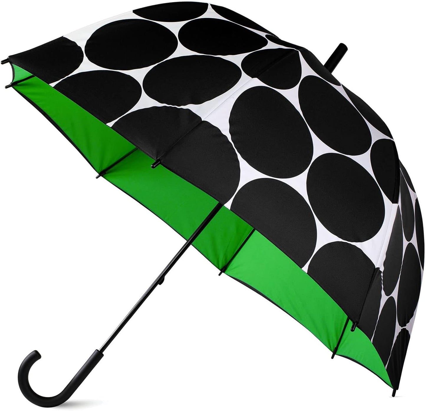 kate spade new york Bubble Umbrella in Cute Black Pattern for Adults, Use for Rain or Sun, Large Size, Joy Dot
