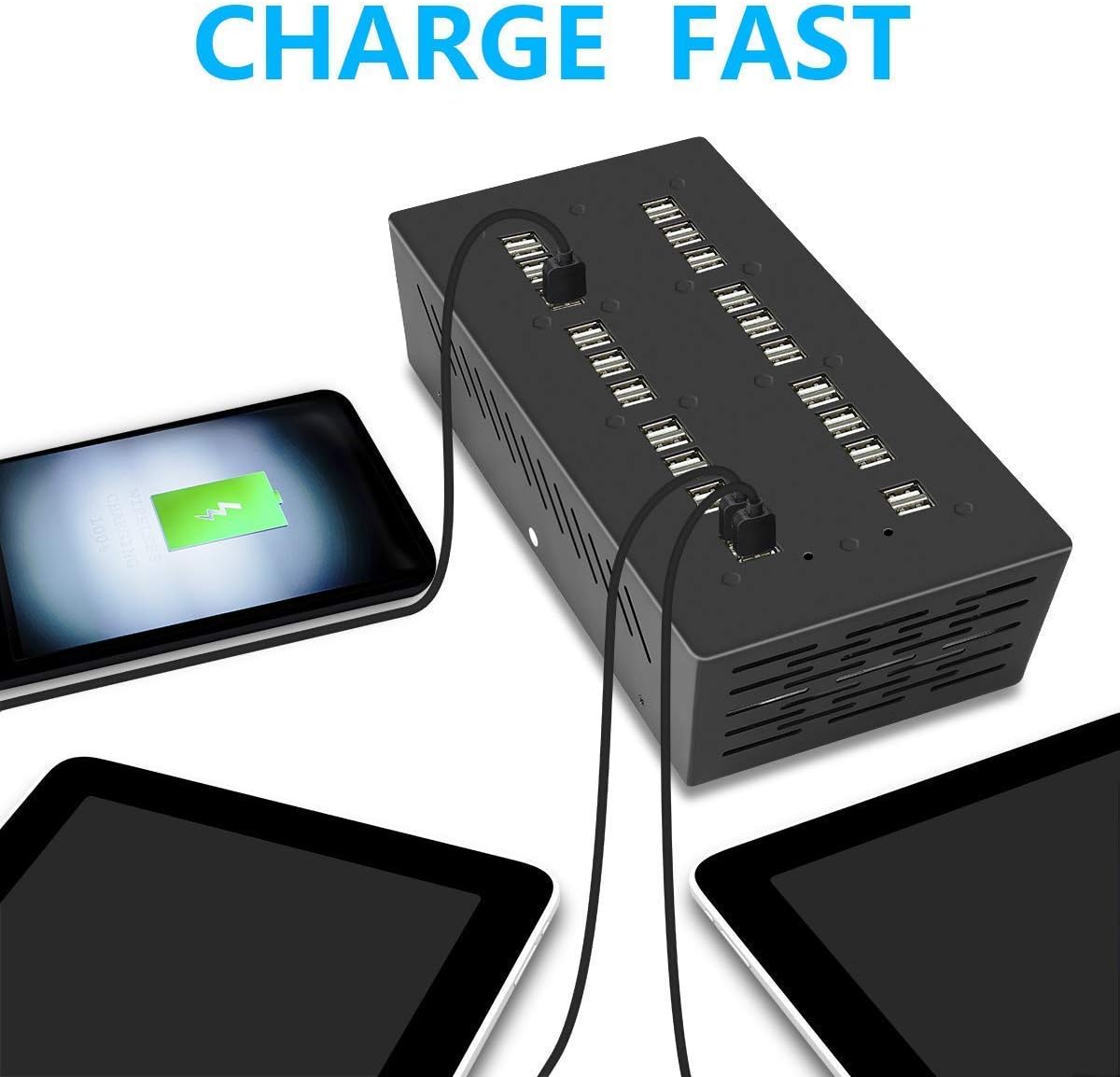 40 Ports USB Charging Station with Intelligent Protection, Multi-Port USB Charger Wall Adapter with Power Cable for iPhone, iPad, Samsung…