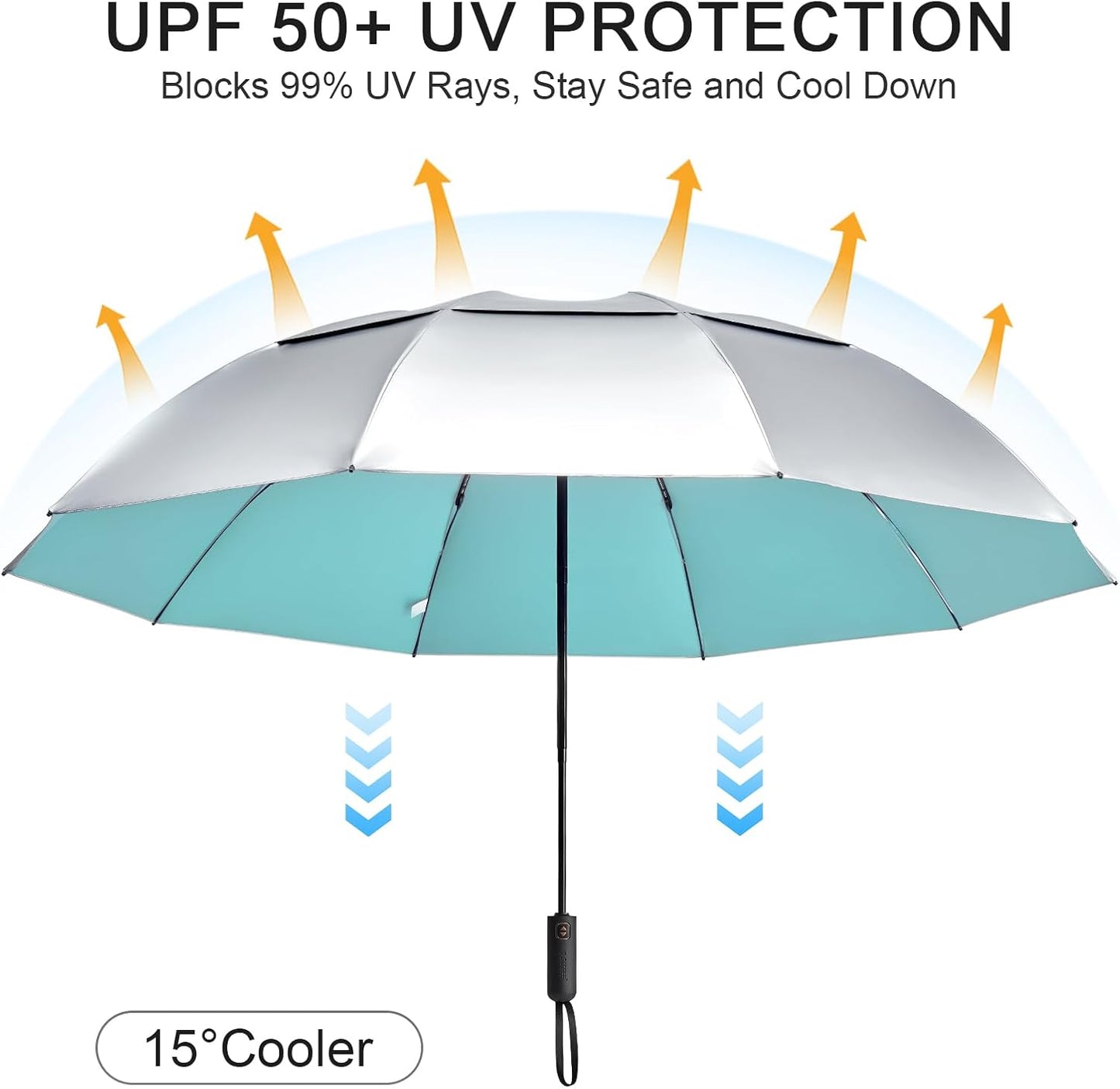 G4Free 42/46/54/62 Inch Large Golf Umbrella Compact Reverse Travel Umbrella 10 Ribs Windproof for Rain Double Canopy Automatic Open Close