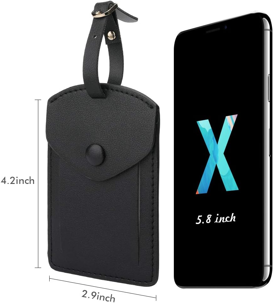 Kevancho Leather Luggage Tags for Men Women, Suitcase Labels Baggage Bag Tag ID Tags with Full Back