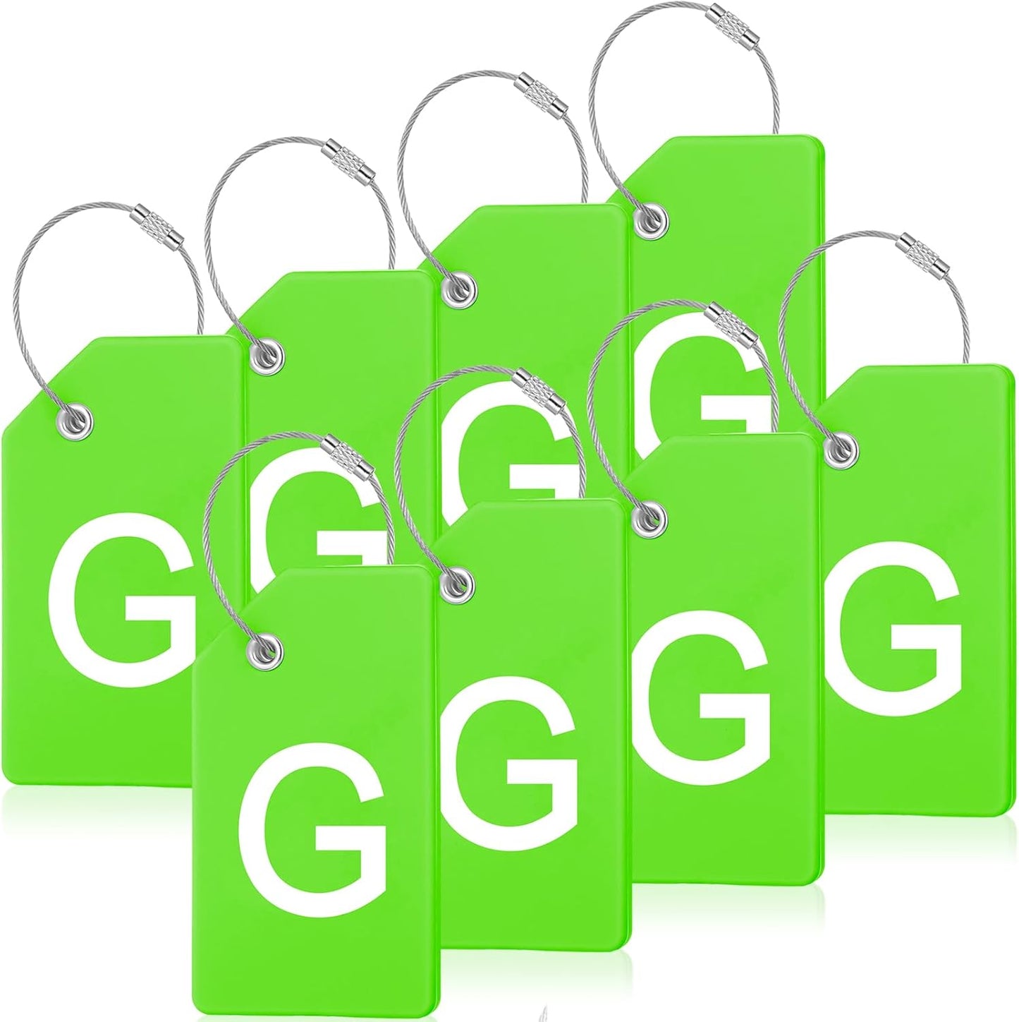 8 Pcs Initial Letter A-Z Luggage Tags Silicone Suitcase Instrument Tag with Name Card and Stainless