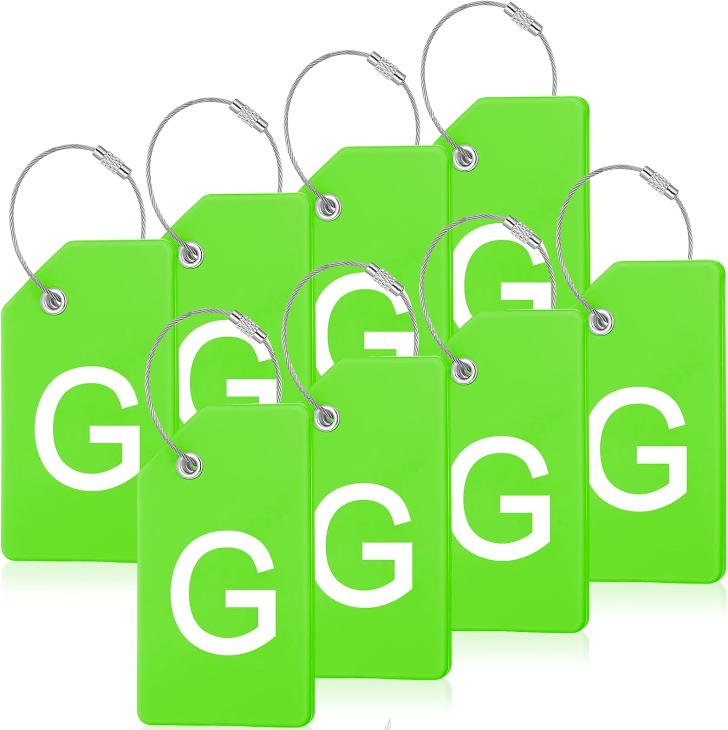 8 Pcs Initial Letter A-Z Luggage Tags Silicone Suitcase Instrument Tag with Name Card and Stainless