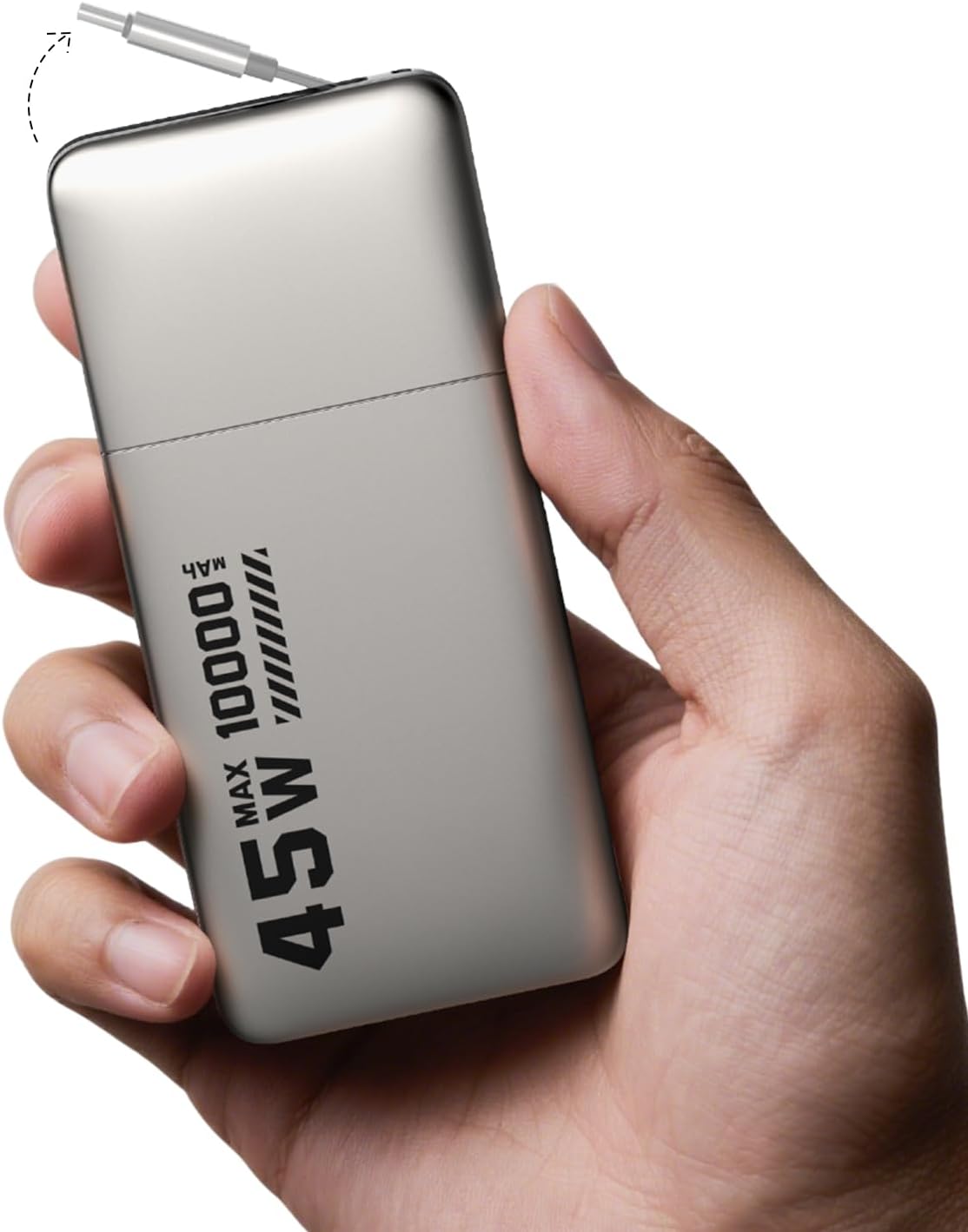 MFish 45W Power Bank, Portable Charger Built-in Retractable Cables with LED Display, 10000mAh 2 USB-C Fast Charging Powerbank for iPhone 16/15 Series, MacBook, and More
