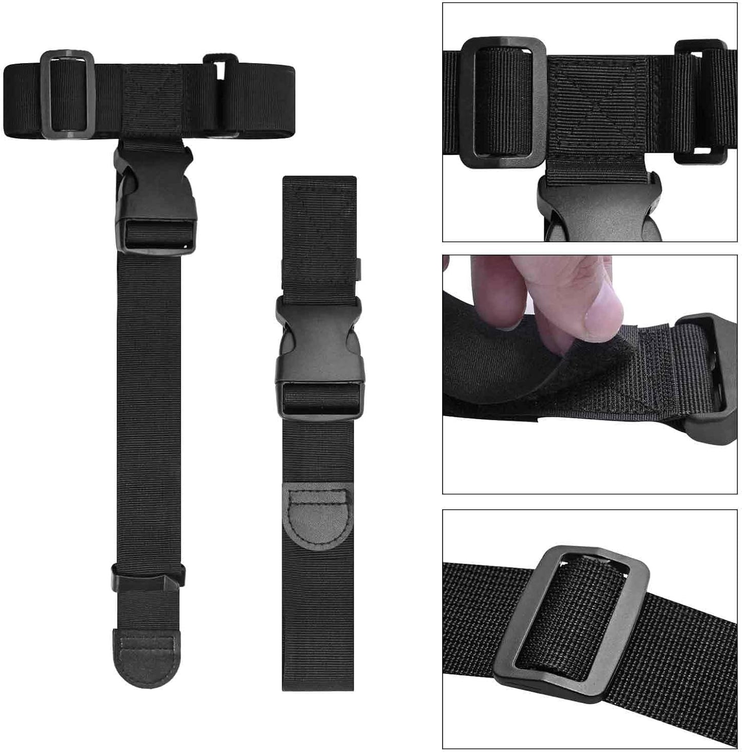 Add a Bag Luggage Strap - Heavy Duty Adjustable Suitcase Belt - Travel Accessory for 3 pcs Luggage Connecting - 3 Pack 1.5" W (Black)