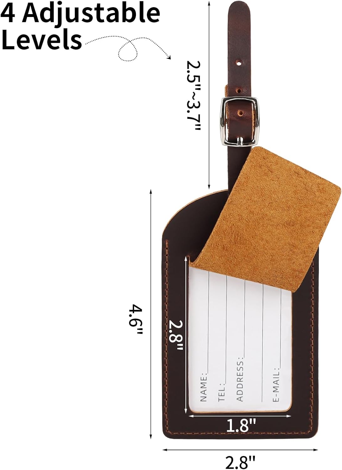 Ringsun Genuine Leather Luggage Tag for Suitcases ID Tags Bag Tags for Luggage (2 Pack)