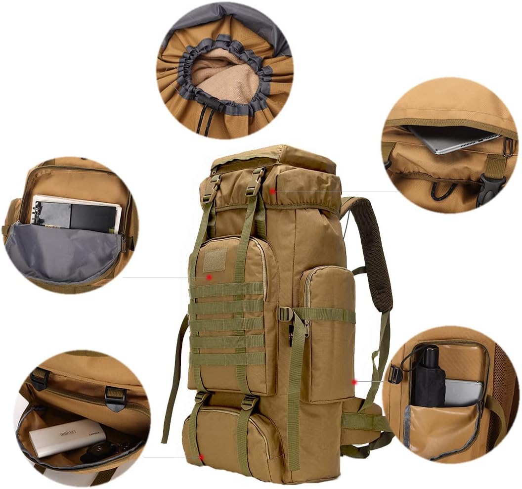 Hiking Backpack for Men 70L/100L Camping Backpack Military Rucksack Molle 3 Days Assault Pack for