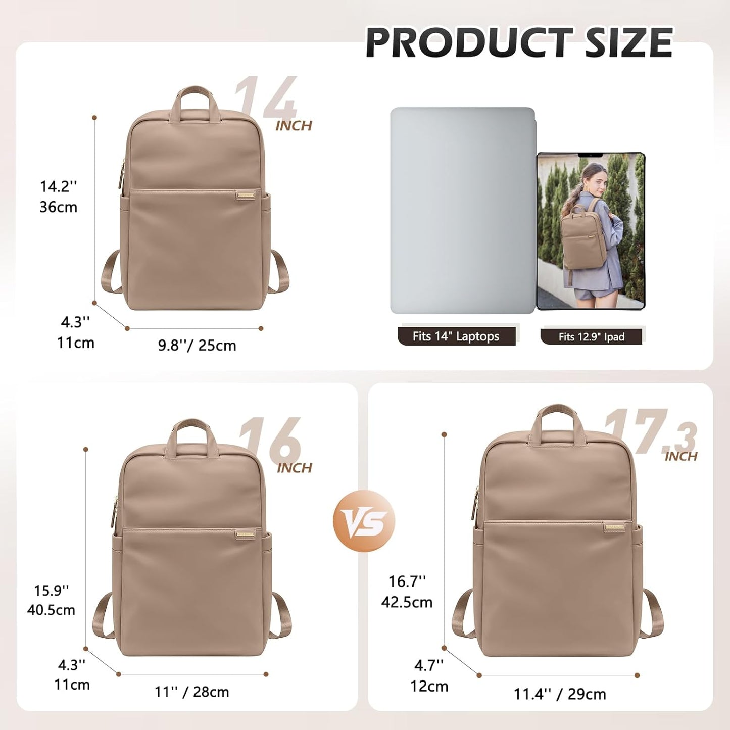 Slim Laptop Backpack for Women, Lightweight Business Backpack for Women Computer Bag Purse for