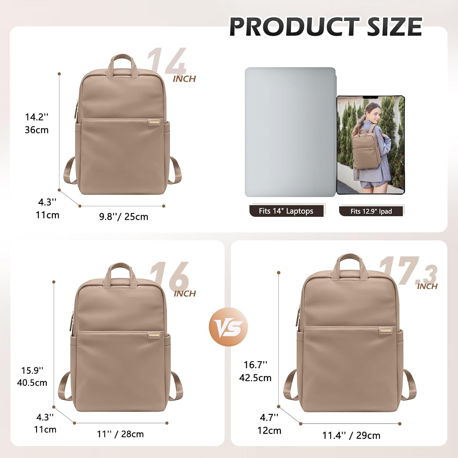 Slim Laptop Backpack for Women, Lightweight Business Backpack for Women Computer Bag Purse for