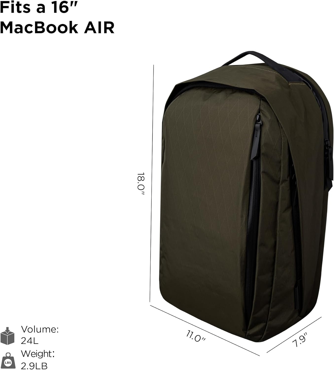 ALPAKA Metro Backpack Pro for Men - Fits 15.6" Laptop Business Travel Backpack with YKK Zippers, MOD Key Leash & Luggage Pass-through, Weatherproof X-pac Material Work Bag(Olive Green)