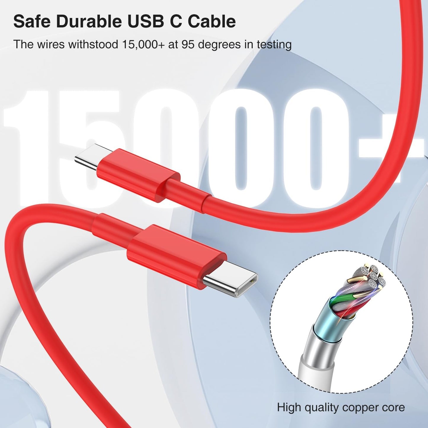 iPhone 16 15 Fast Charger 10ft, USB C Charging Block and Long Type C to C Cable Cord, Wall Plug Power Adapter Cube Brick for Apple 16 Pro Max/16 Pro/15 Plus/15 Pro Max/iPad 12.9/11 inch/Air/Mini-Red