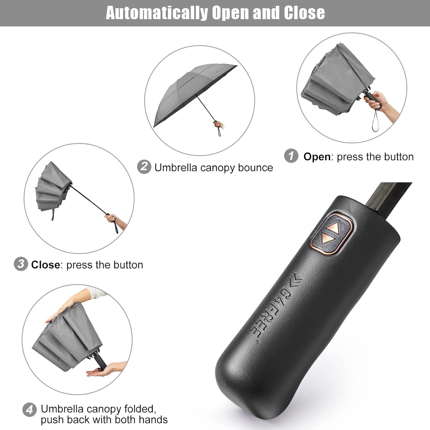G4Free 42/46/54/62 Inch Large Golf Umbrella Compact Reverse Travel Umbrella 10 Ribs Windproof for Rain Double Canopy Automatic Open Close