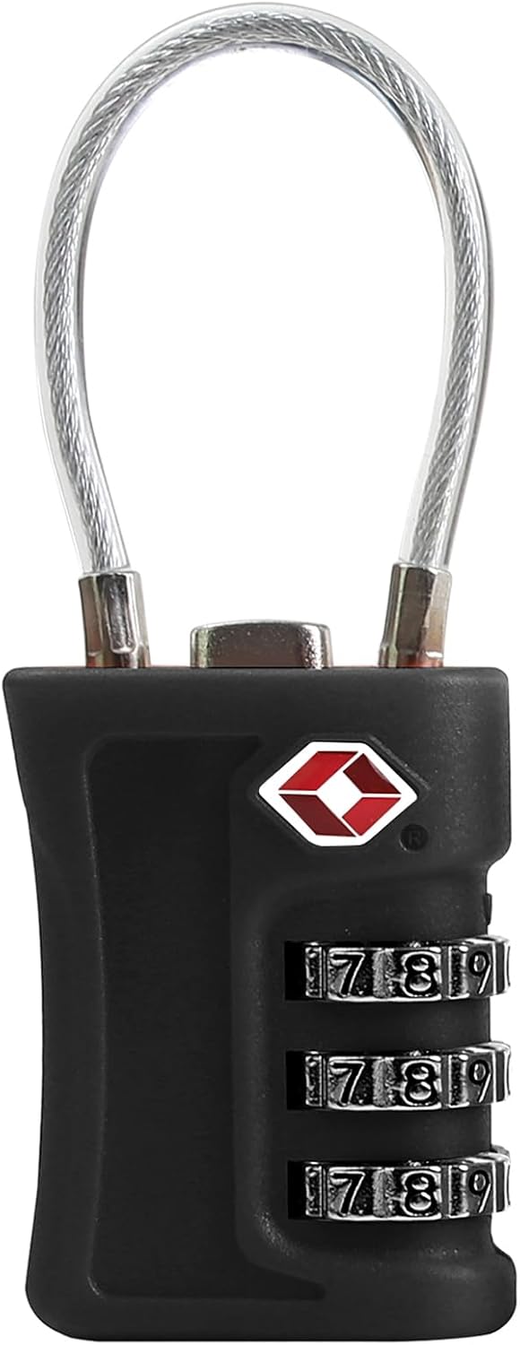 Suitcase Locks TSA Approved, 3 Digit Combination Padlock, TSA Locks for Luggage, Combo Padlock with Code, for Backpack, Gym Locker, Guitar Gun Case, Bag Zipper, Ammo Can, Tool Box (Black)