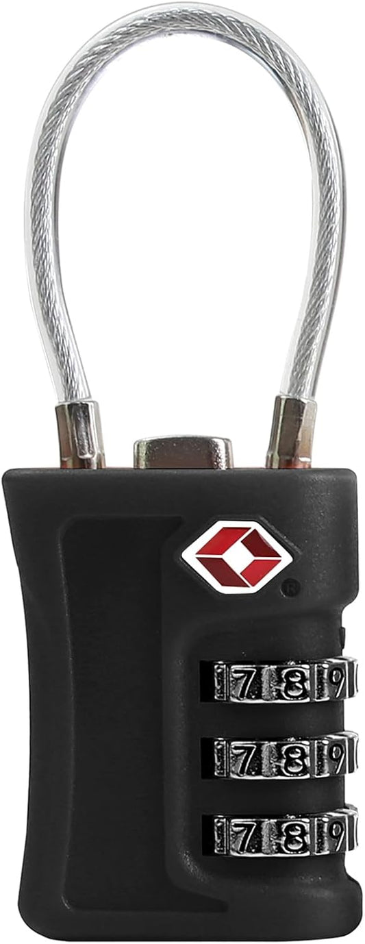 Suitcase Locks TSA Approved, 3 Digit Combination Padlock, TSA Locks for Luggage, Combo Padlock with Code, for Backpack, Gym Locker, Guitar Gun Case, Bag Zipper, Ammo Can, Tool Box (Black)