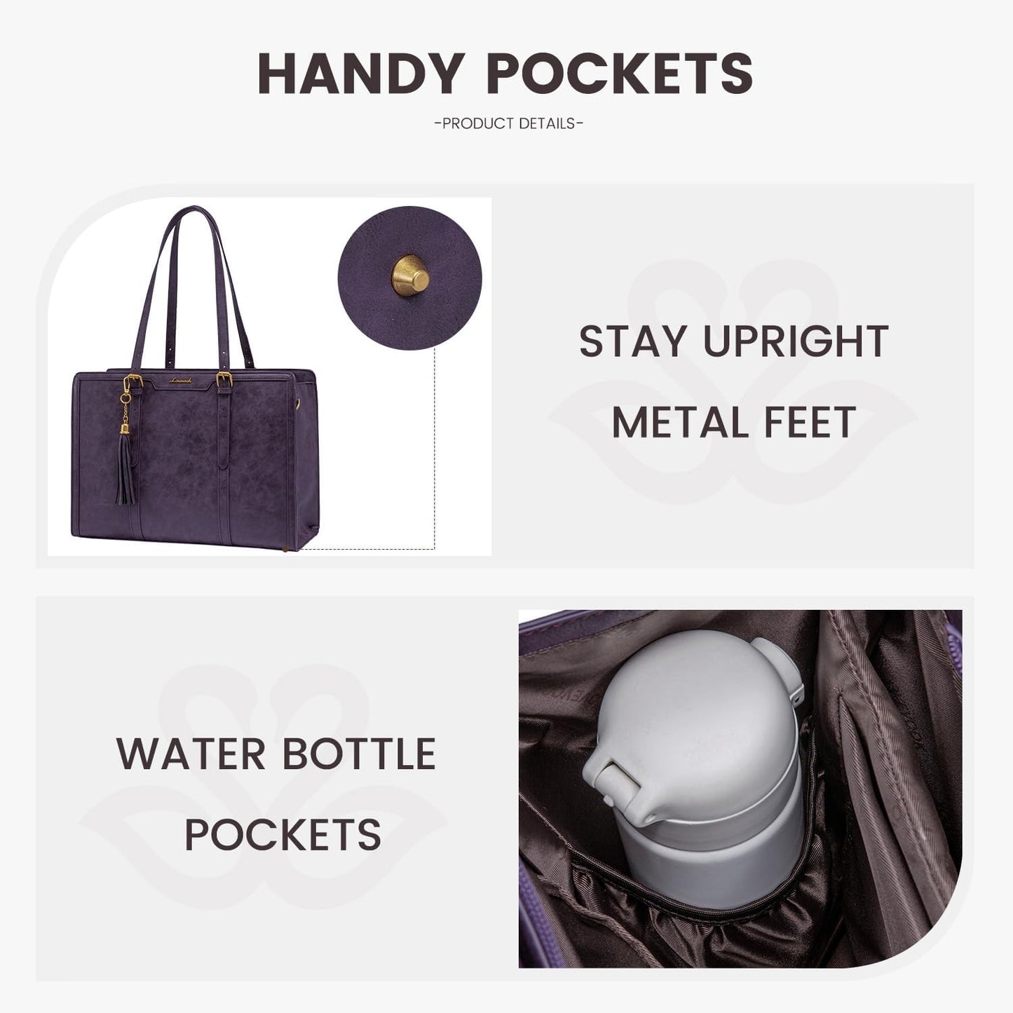 LOVEVOOK Laptop Bag for Women Vintage Leather Laptop Tote 15.6 inch Large Capacity Computer bag with Clutch Purse for Work