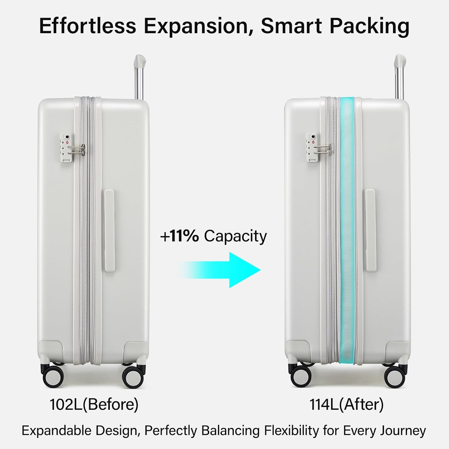 Hanke Expandable 28 Inch Luggage with Spinner Wheels, Hardside Large Suitcase, All-PC Hard Shell