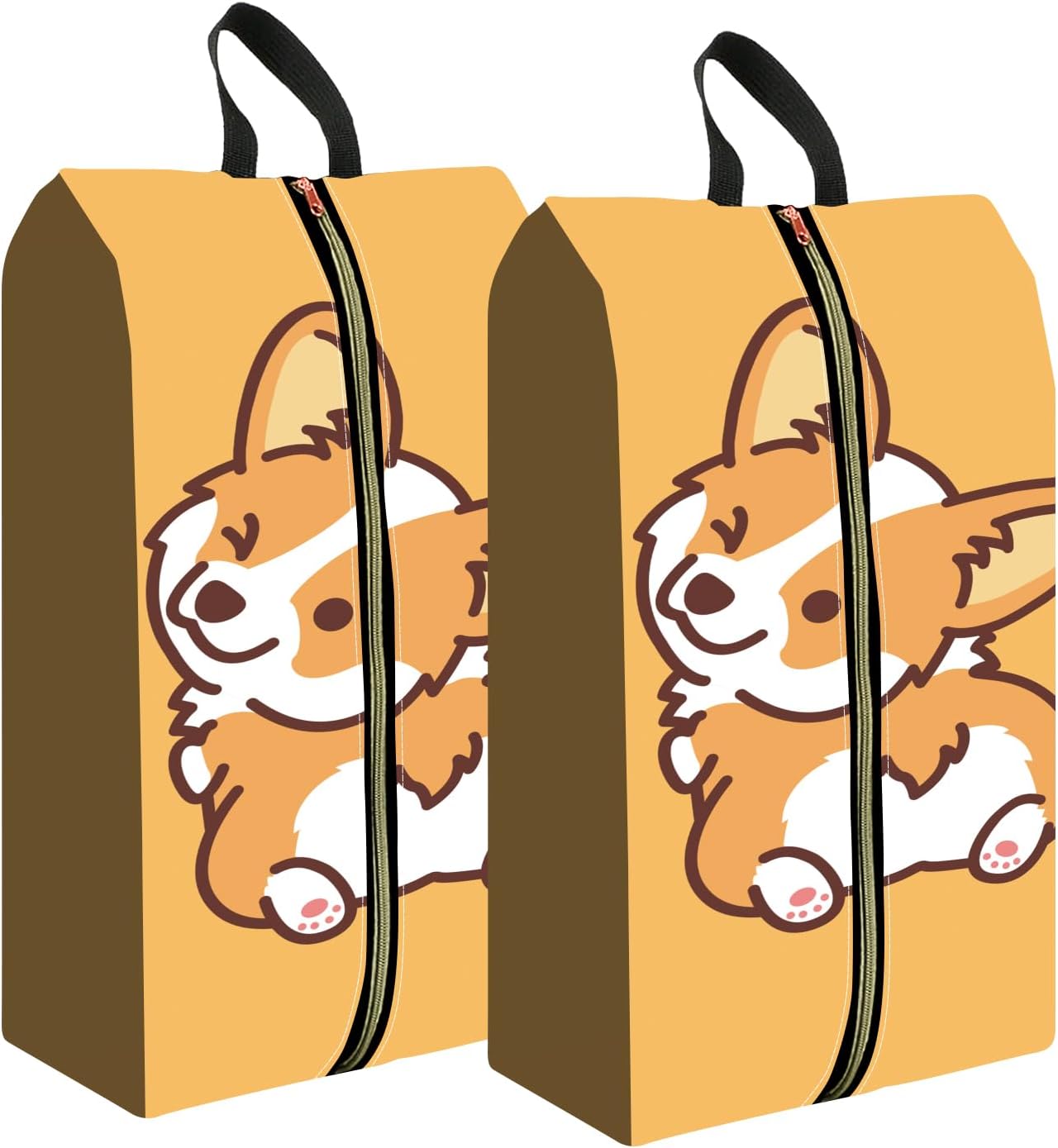2pcs Shoe Organizer for Travel, Packing Shoe Travel Bags, Cute Shoe Bag with Zipper & Handle, Portable Travel Essentials for Women and Men Cute Corgi