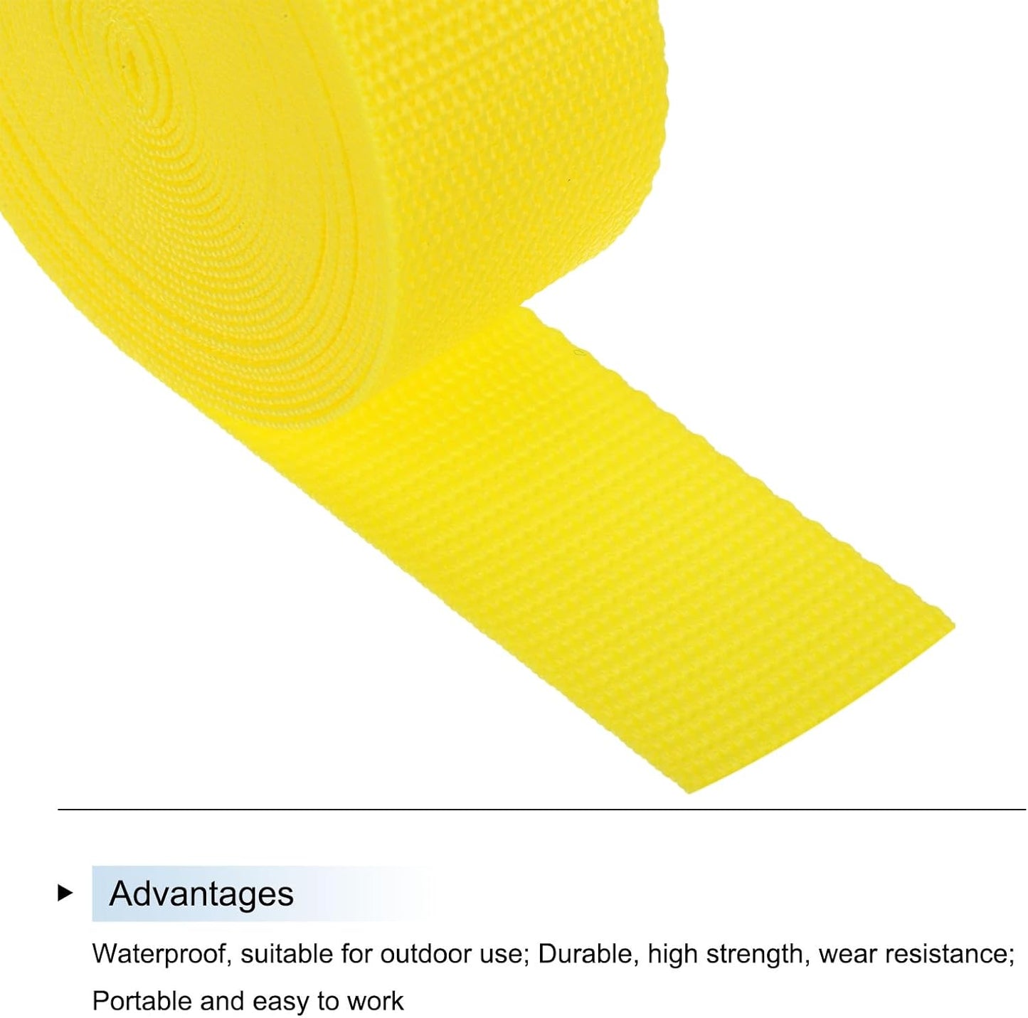 MECCANIXITY Lightweight Polypropylene Webbing Strap 1 1/2" 5 Yard Backpack Strapping Band Lemon Yellow for Outdoor Luggage Cargo Straps