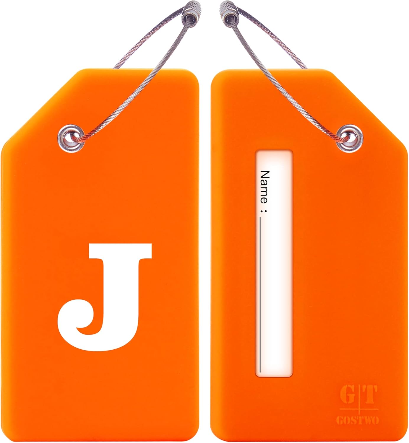 Gostwo 2 Pack Silicone Luggage Tags for Suitcases, 26 Initial Letter Baggage Labels Handbag School