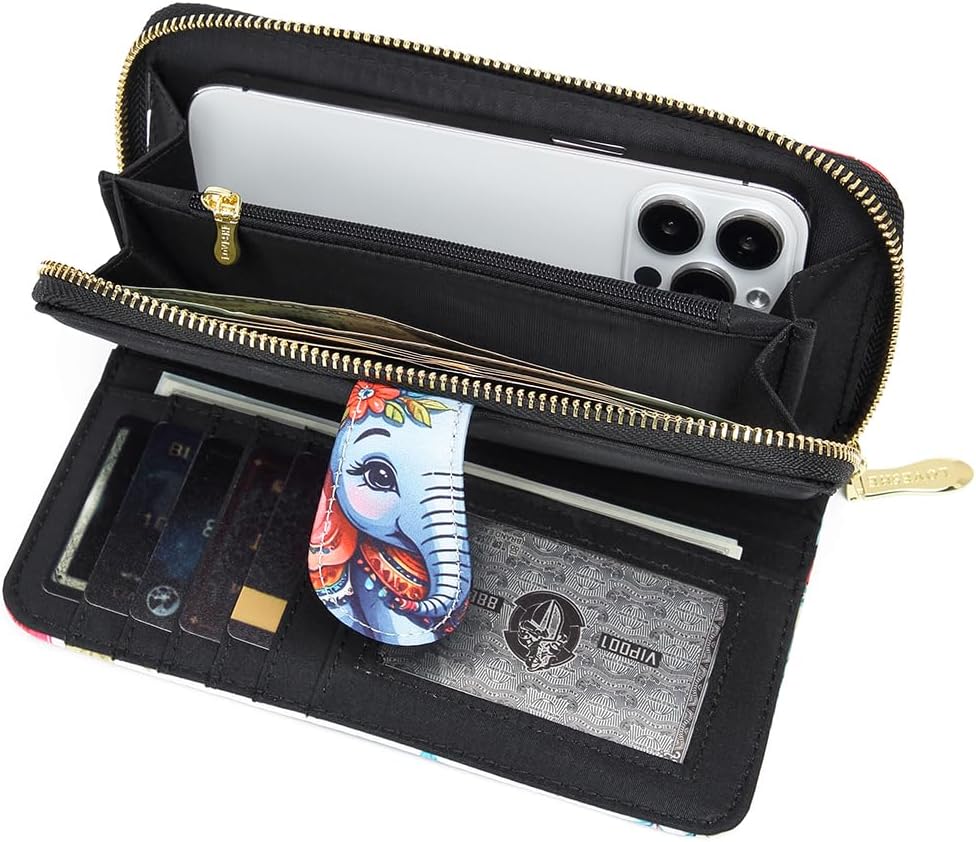 Women Wallet Card RFID For Womens Holder Blocking Credit Small Zipper Purse Pocket Bifold Slim Coin ID Ladies Wristlet Clutch Large Capacity Window Case Travel Zip Women's
