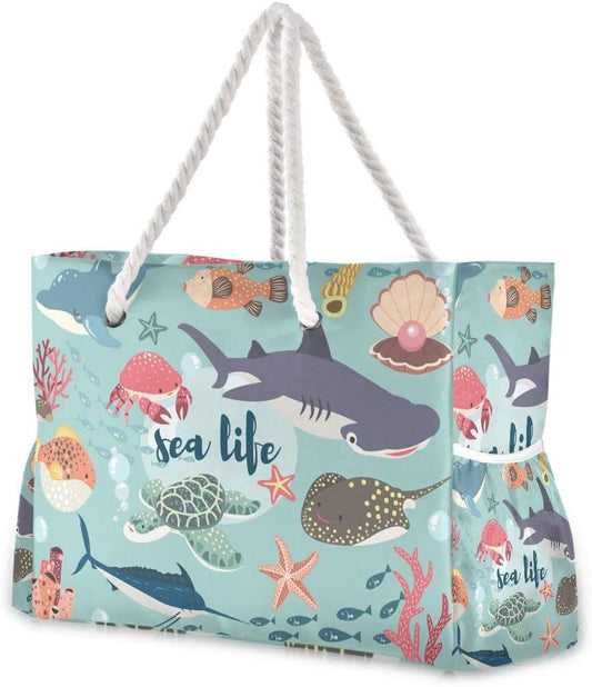 senya Large Beach Shoulder Bags Canvas Tote Water Resistant for Gym Travel Daily