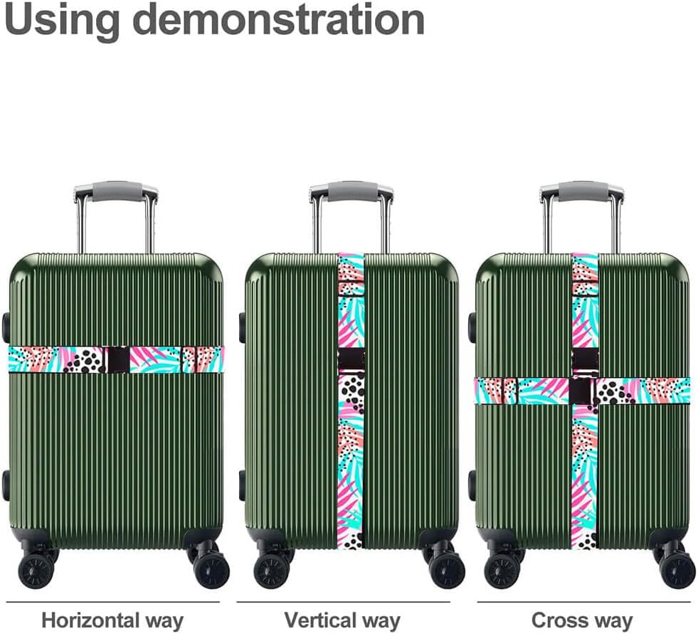 Luggage Straps for Suitcases TSA Approved Easy Pack Organized Suitcase Strap, Luggage Strap, Luggage Belt Strap, Bag Straps for Luggage. Buckle Straps Travel Accessories (Hawaii Plant)
