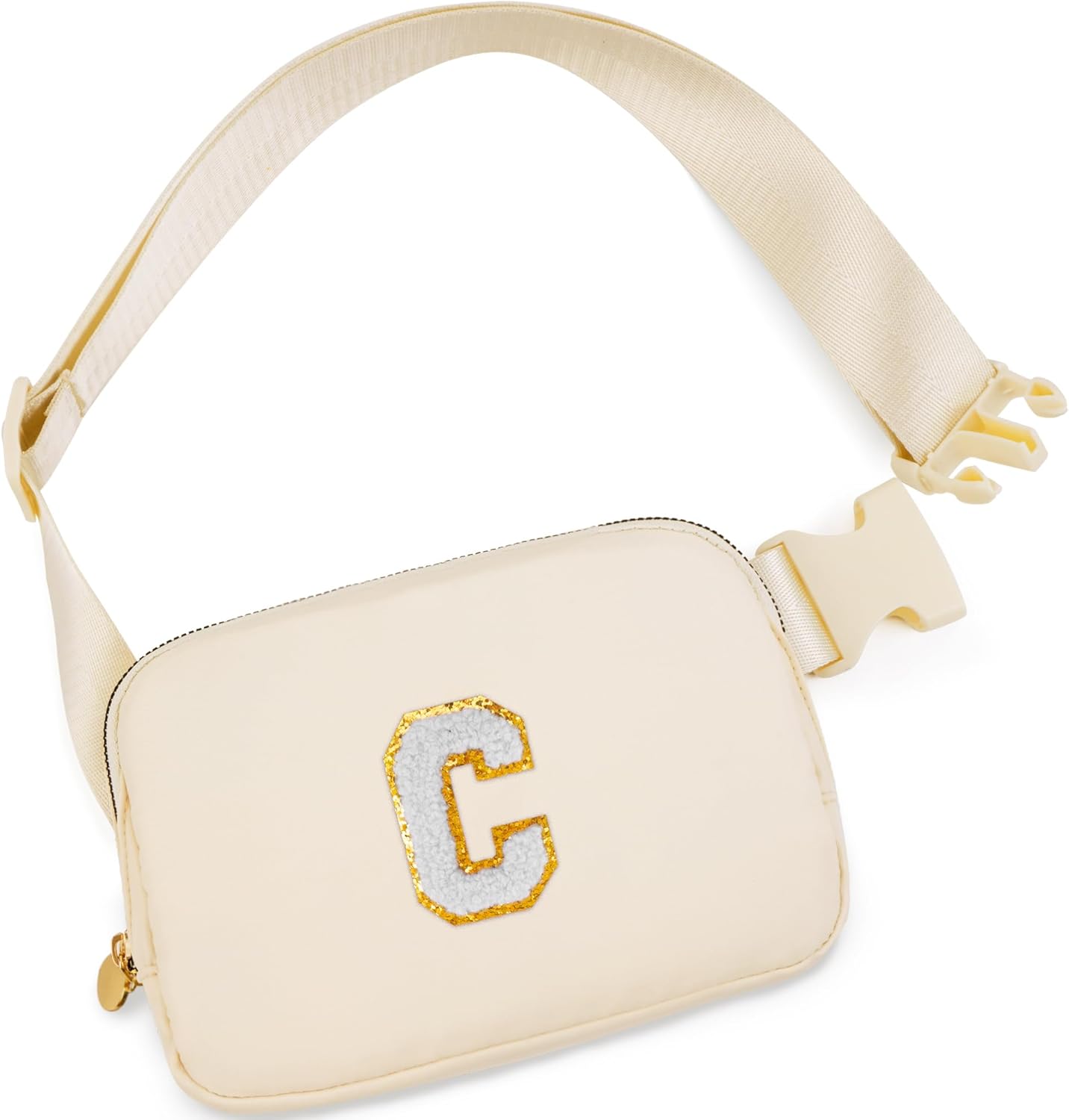 Belt Bag Fanny Pack Crossbody Bags with Initials Cute Stuff Birthday Gifts for Teenager Girls Trendy Stuff for Teens - White C,Khaki Bag