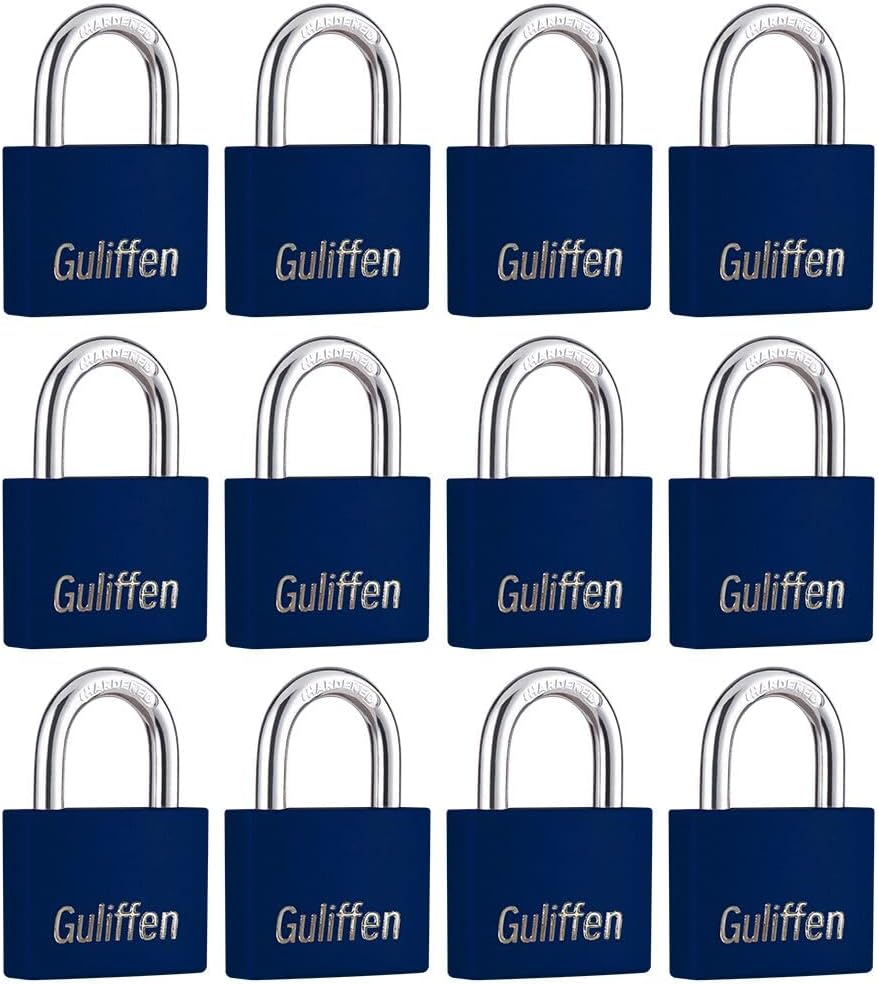 Aluminum Padlocks, 12 Pack Blue Keyed Alike, Key Lock, Padlocks, Padlock