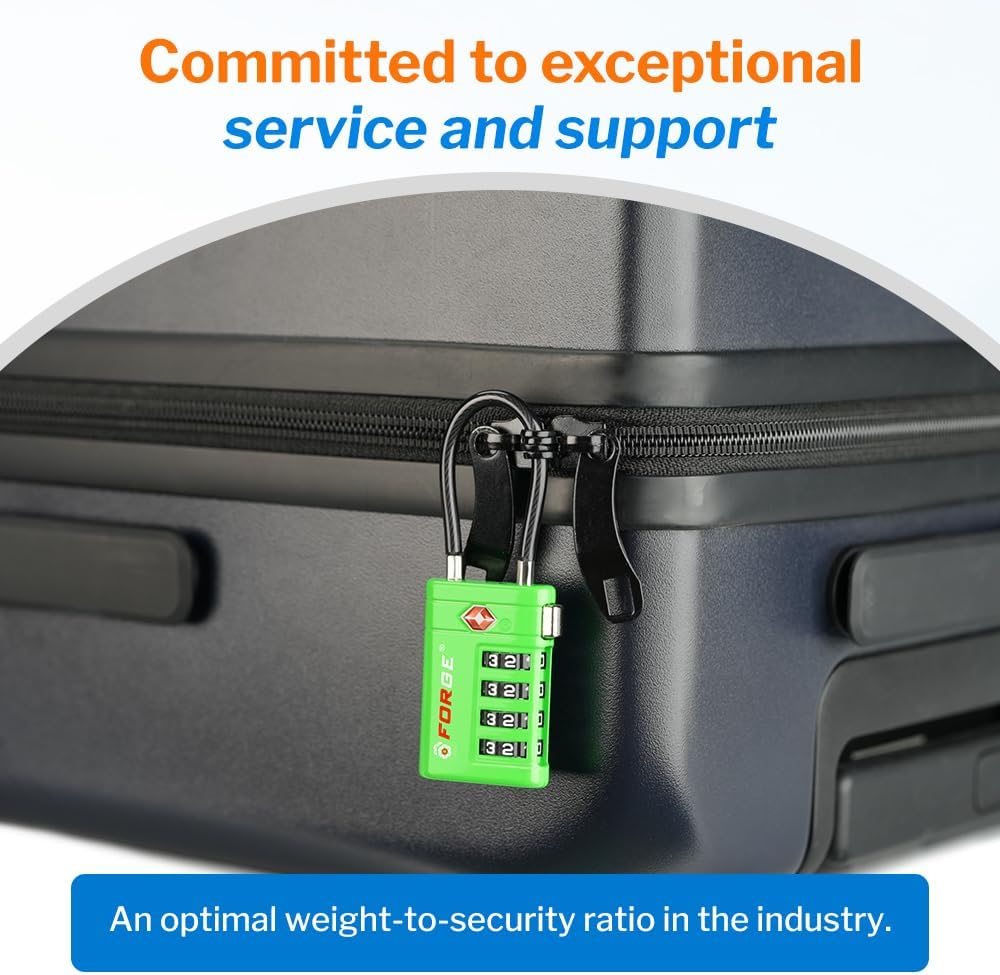 Forge TSA Approved Luggage Locks 4 Digit Combination TSA Travel Locks with TSA008, Open Alert