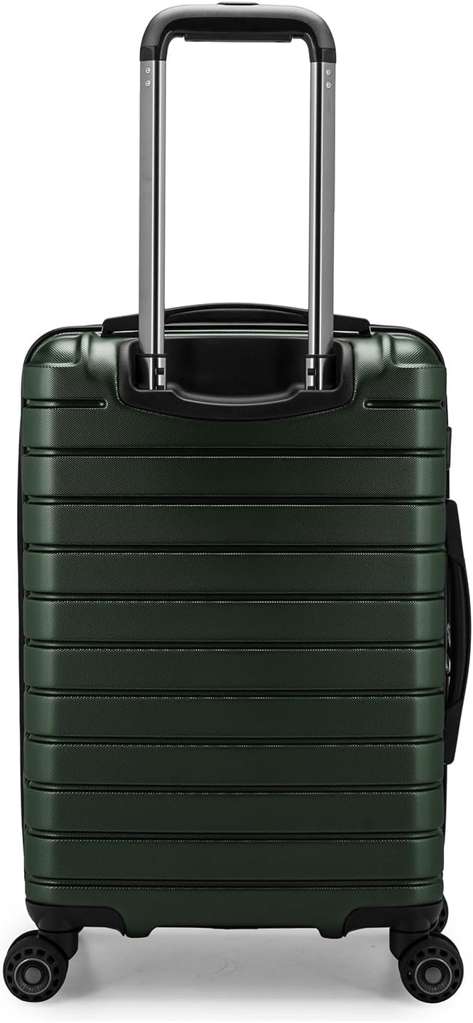 Traveler's Choice Archer Polycarbonate Hardside Spinner Luggage Set, Tie Down Straps, Green, Carry-On 21-Inch