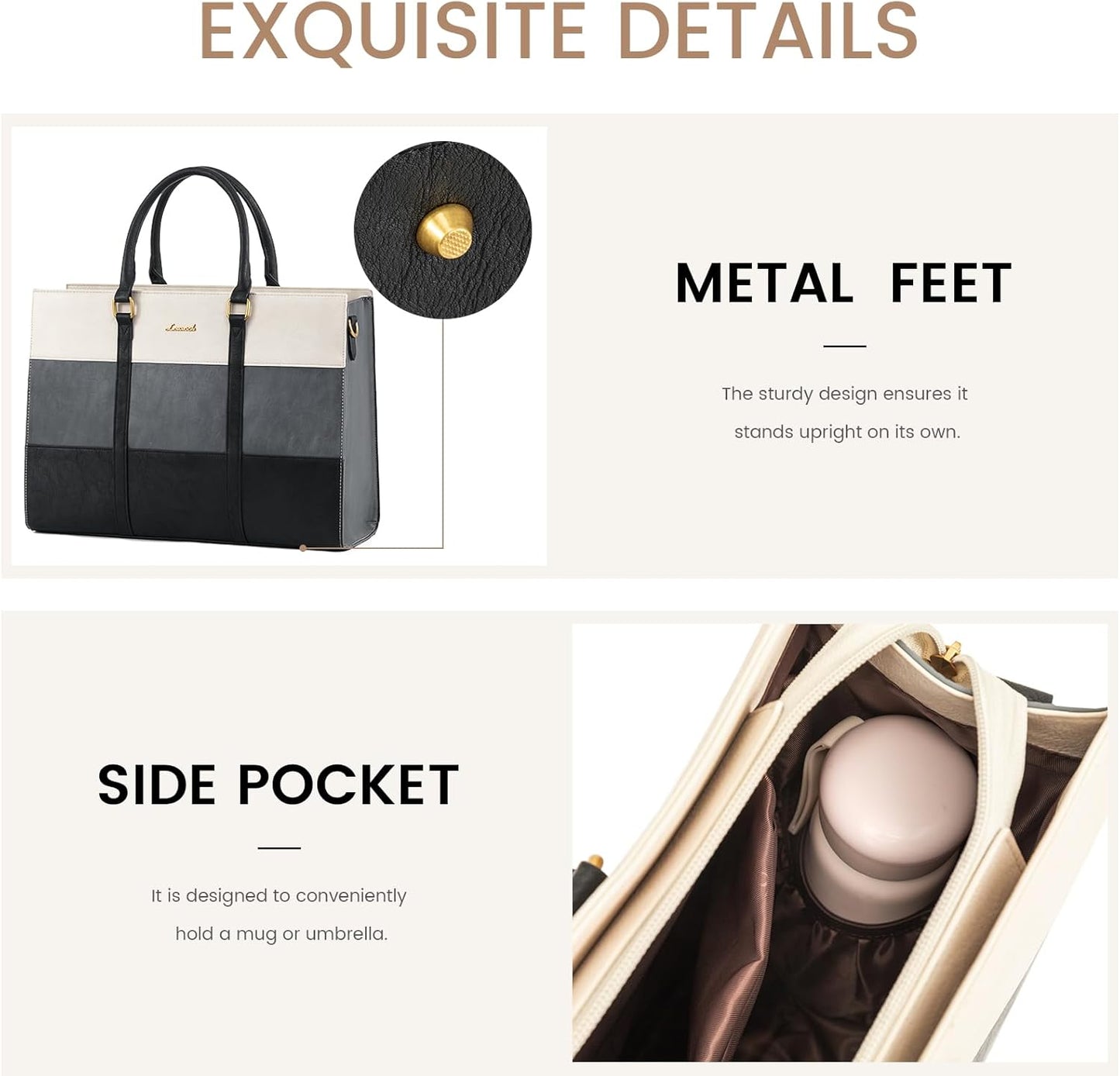 LOVEVOOK Laptop Bag for Women 17.3 Inch Laptop Tote Bag Vintage Leather Work Bags for Women Professional Computer bag