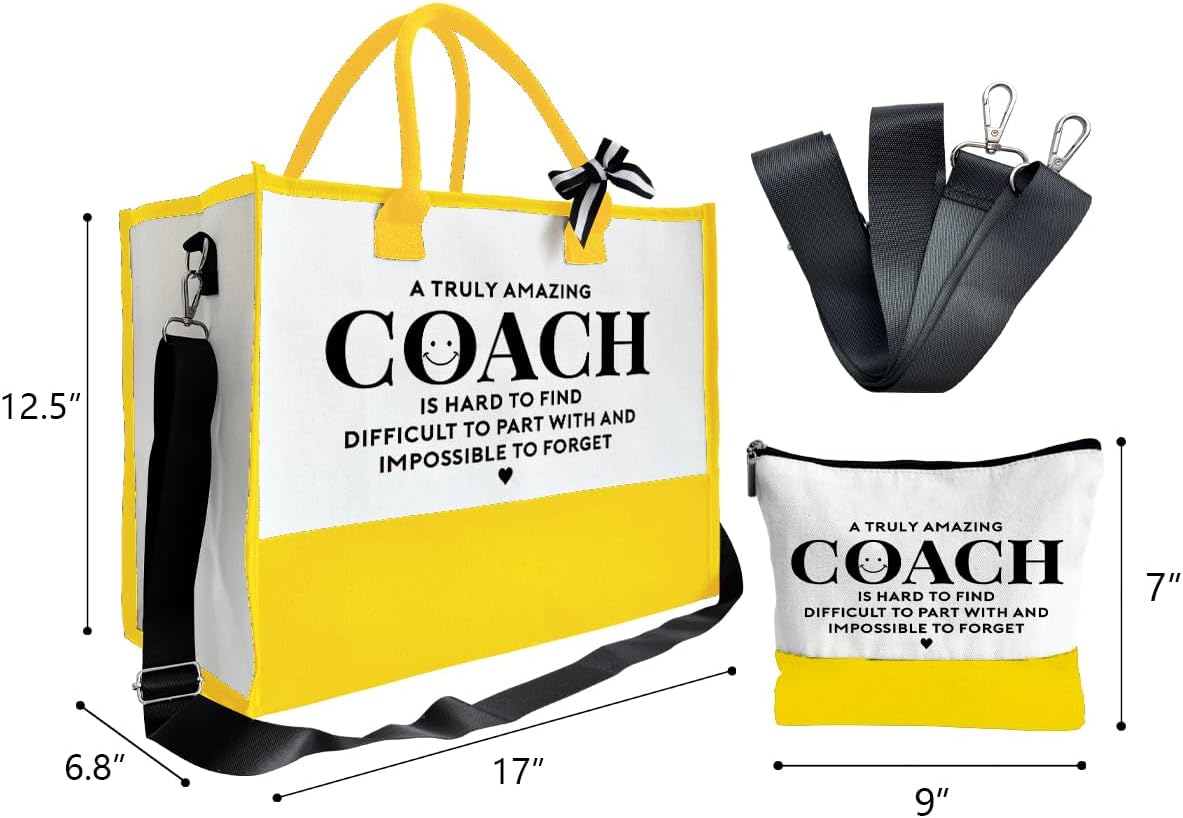 Amazing Coach Tote Bag, Women's Canvas Handbags, Shoulder Beach Bag, Thank You Gift for Female Coach, Gifts for Female Coaches, Canvas Tote Bag With Zipper, Makeup Bag D1