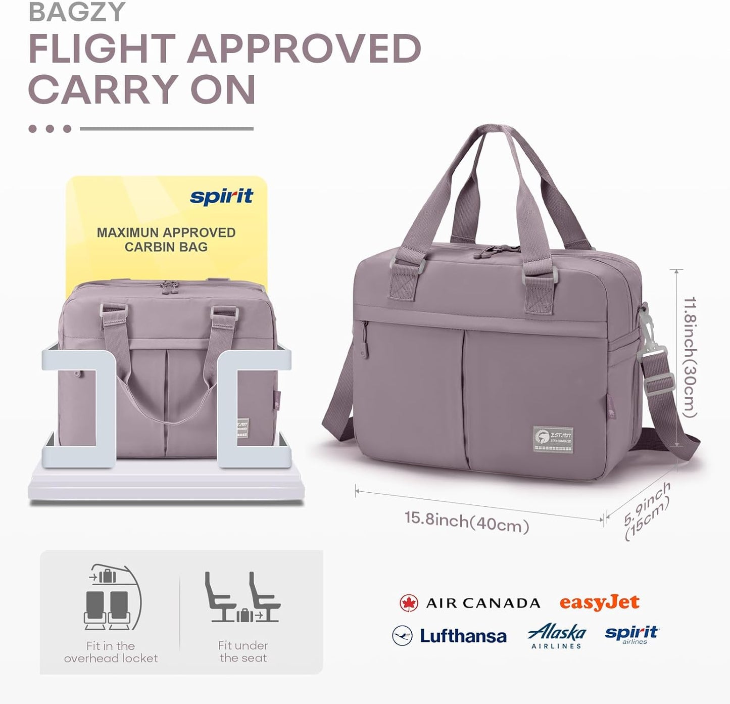 40x30x15cm Personal Item Travel Bag Expandable 40x30x25cm Gym Bag Lightweight Duffle Bag Mens Weekender Bags for Women with Wet Pocket for Overnight Hospital Carry on Bags for Airplanes Purple