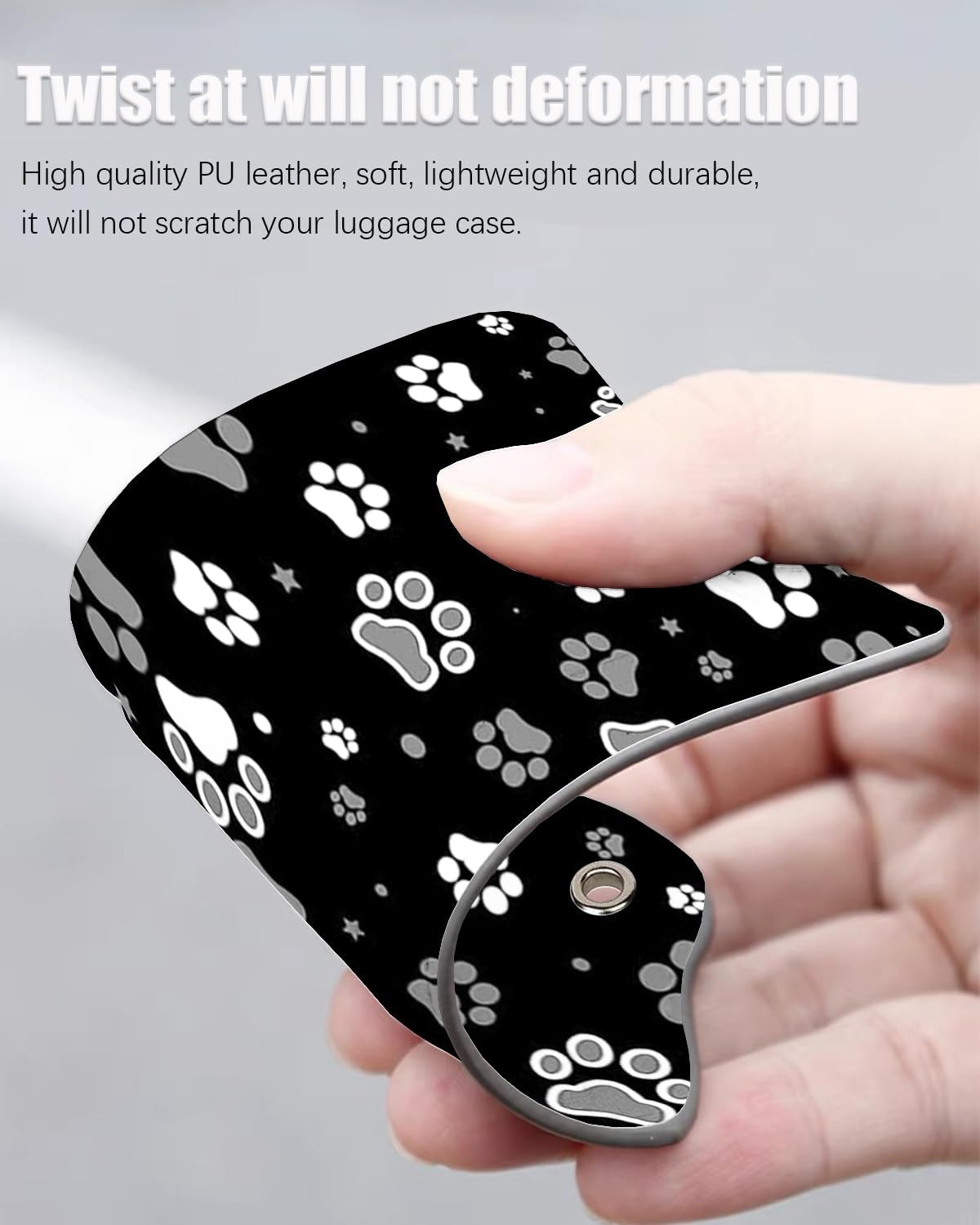 2 Pack Luggage Tags for Suitcase, Leather Suitcase Tags Cruise Ship with Privacy Cover and Double Metal Loop for Women Men Girls Boys Travel Baggage Bag Backpack Tags,Black White Dogs Paw