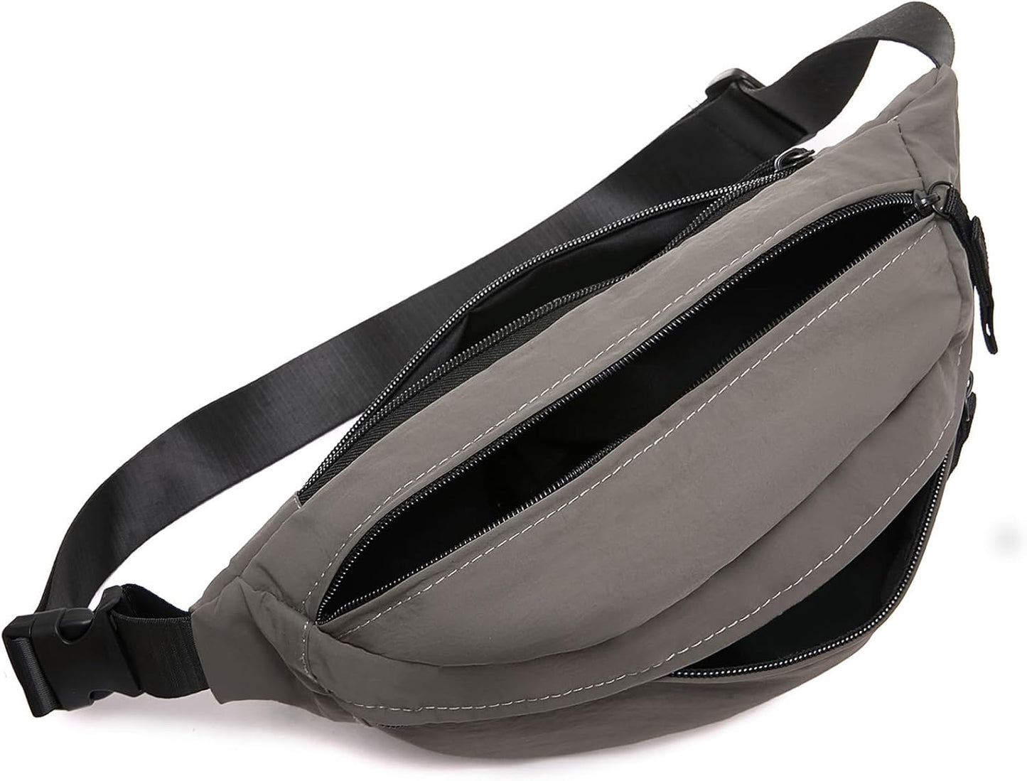 Women Sling Bags Girl Fanny Pack Crossbody Handbag Men Shoulder Bag Unisex Classic Nylon Waist Packs Purse Hiking Chest Bag, Easy Carry Any Phone,Wallet (Gray)